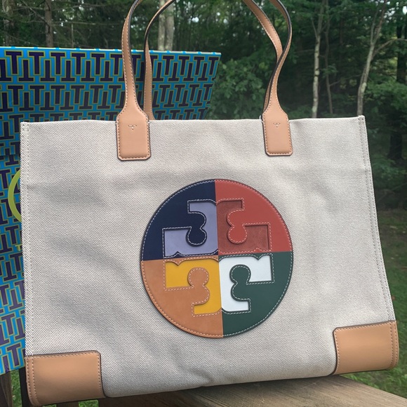 Tory Burch Handbags - Authentic TORY BURCH Canvas/Leather large tote❤️